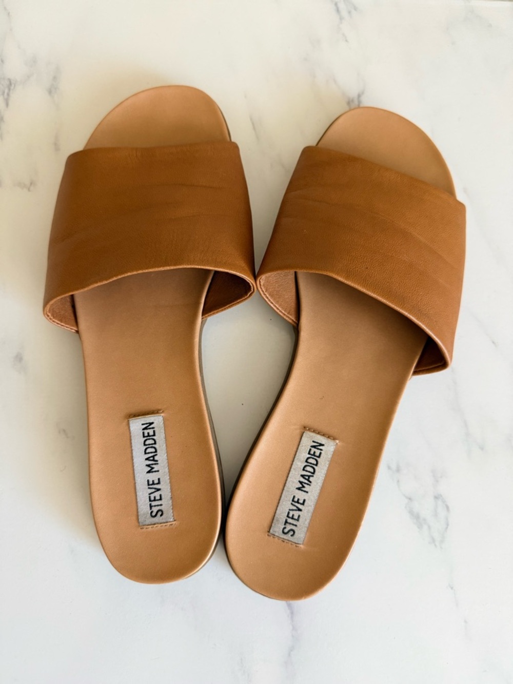 Steve Madden Tan Slide Sandals